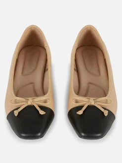 Online Ballerinas Mit Kontrastierender Zehenkappe Damen Flache Schuhe