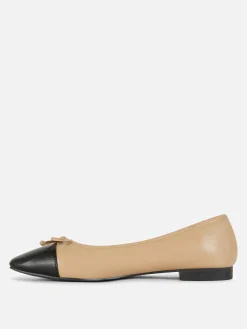 Online Ballerinas Mit Kontrastierender Zehenkappe Damen Flache Schuhe