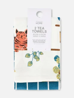 Bedruckte Geschirrtücher, 2er-Pack Geschirr