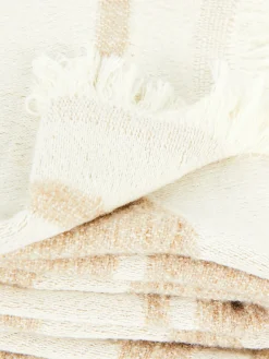 Überwurf Mit Abstraktem Blätter-Print Und Fransen Decken Und Überwurfe