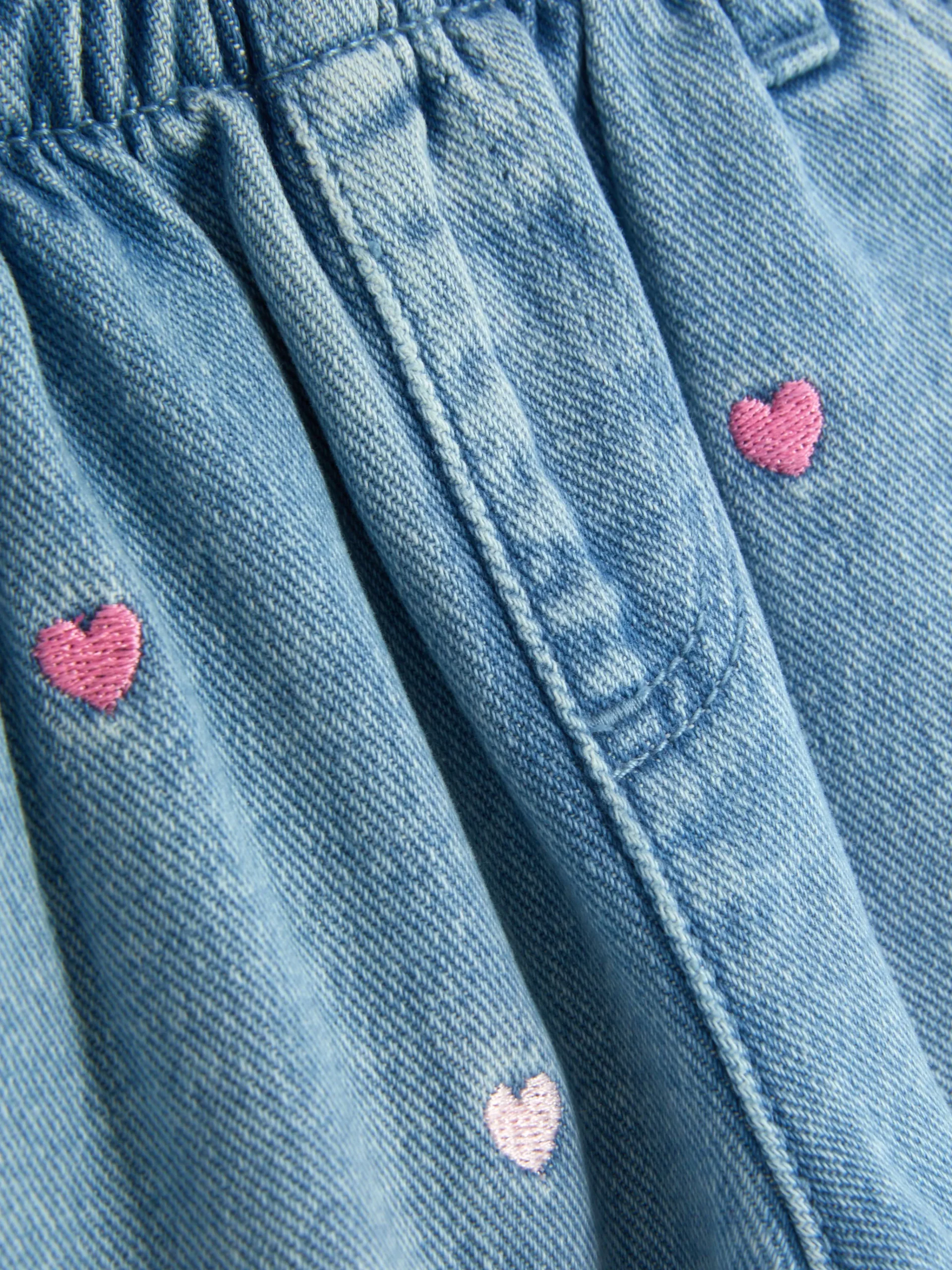 Hot Bestickte Denim-Jeans Mit Herzmotiv Hosen Und Leggings