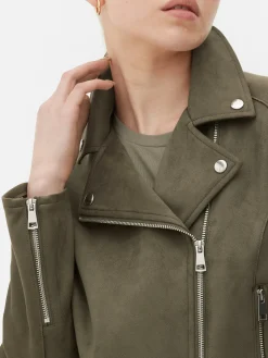 Clearance Bikerjacke In Wildleder-Optik Damen Jacken Und Mäntel