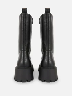 Bikerstiefel Zum Schnüren Mit Dicker Sohle Damen Stiefel
