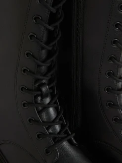 Bikerstiefel Zum Schnüren Mit Dicker Sohle Damen Stiefel