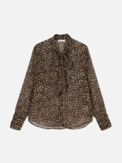 Hot Bluse Mit Halsschleife Und Knopfleiste Damen Blusen