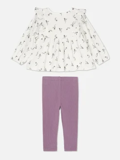 Hot Bluse Und Gerippte Leggings Mit Blumenmuster Im Set Sets Und Outfits