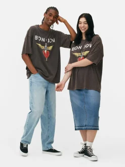 Online „Bon Jovi“ T-Shirt Im Oversized-Look Damen/Herren Grafik-T-Shirts Und -Sweatshirts|Tops Und T-Shirts