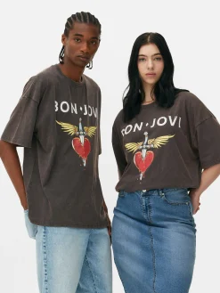 Online „Bon Jovi“ T-Shirt Im Oversized-Look Damen/Herren Grafik-T-Shirts Und -Sweatshirts|Tops Und T-Shirts