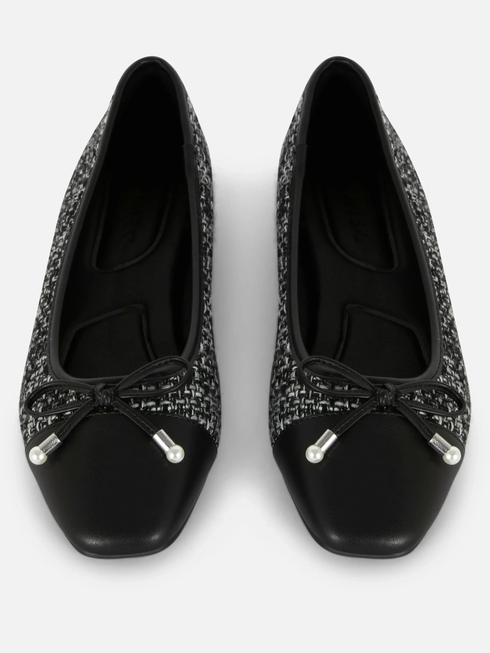 Discount Bouclé-Ballerinas Mit Kontrastierender Zehenkappe Damen Flache Schuhe