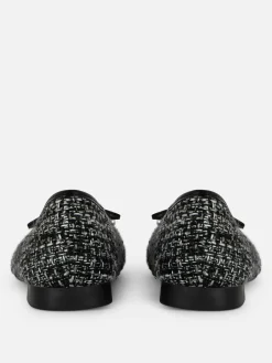 Discount Bouclé-Ballerinas Mit Kontrastierender Zehenkappe Damen Flache Schuhe