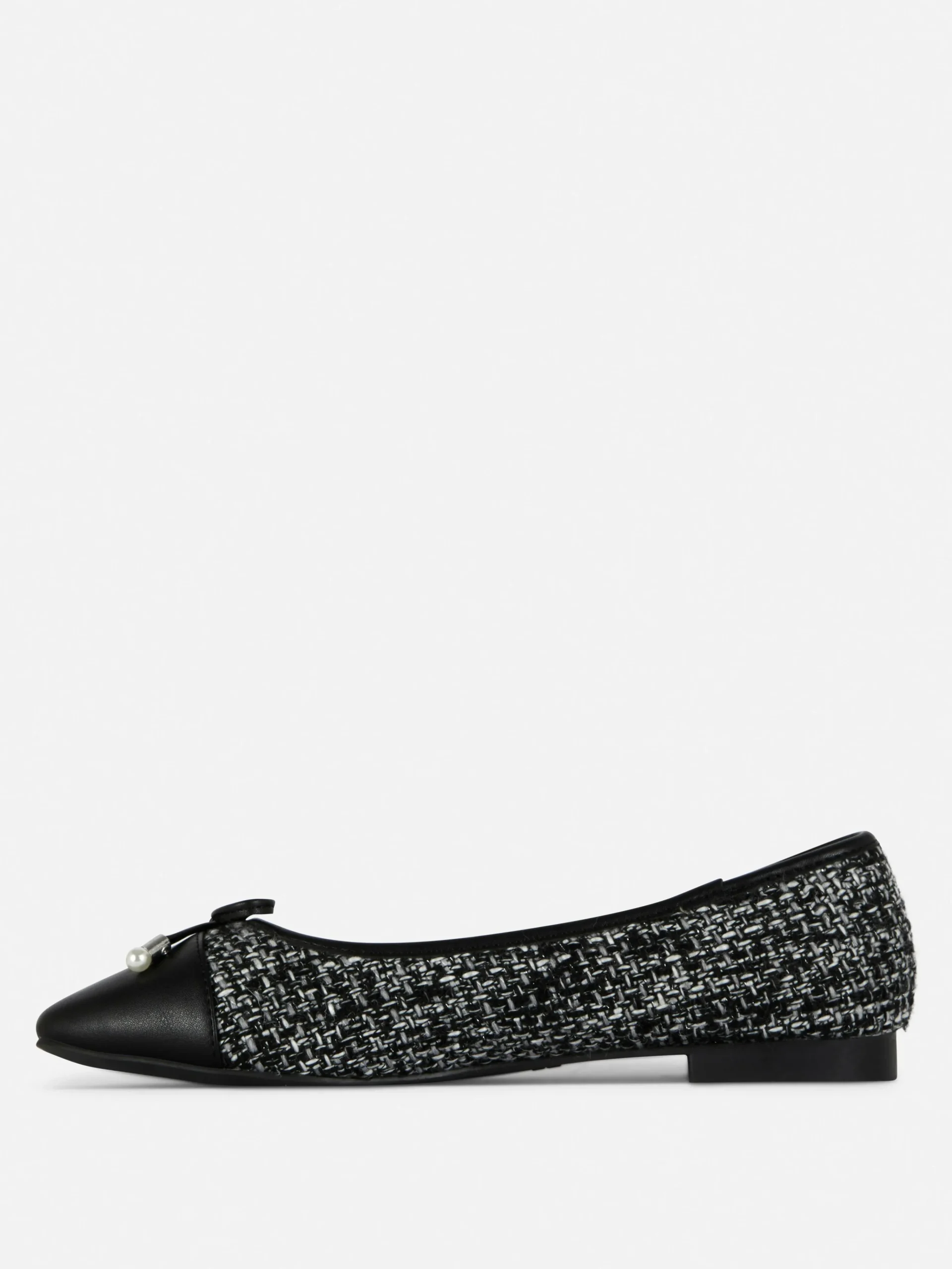 Discount Bouclé-Ballerinas Mit Kontrastierender Zehenkappe Damen Flache Schuhe