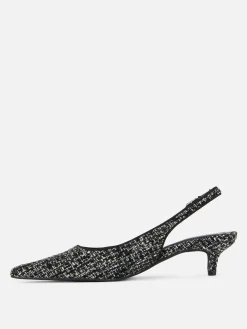 Clearance Bouclé-Slingback-Pumps Mit Kitten-Heels Damen Heels
