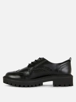 Hot Brogues Mit Dicker Sohle Zum Schnüren Damen Flache Schuhe