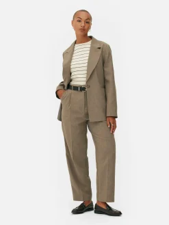 Clearance Bundfaltenhose Mit Gürtel Damen Hosen Und Leggings