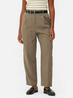 Clearance Bundfaltenhose Mit Gürtel Damen Hosen Und Leggings