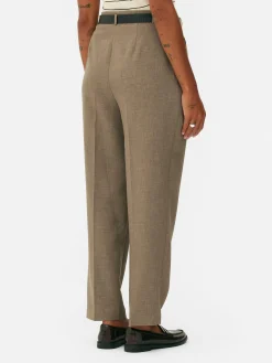 Clearance Bundfaltenhose Mit Gürtel Damen Hosen Und Leggings