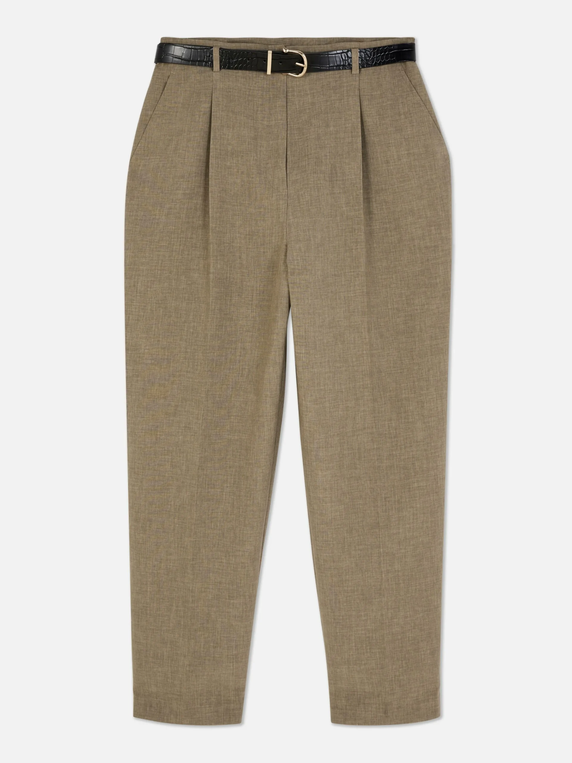 Clearance Bundfaltenhose Mit Gürtel Damen Hosen Und Leggings