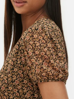 Chiffon-Minikleid Mit Puffärmeln Damen Kleider