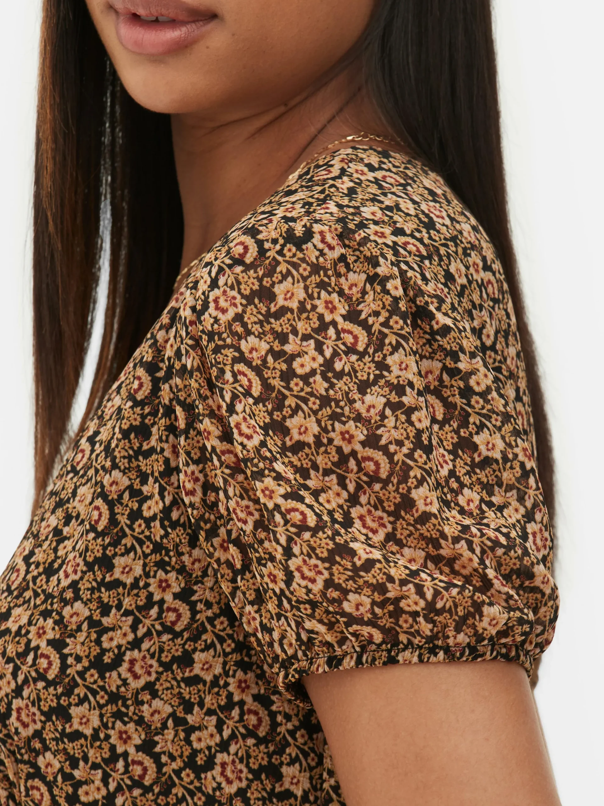 Chiffon-Minikleid Mit Puffärmeln Damen Kleider