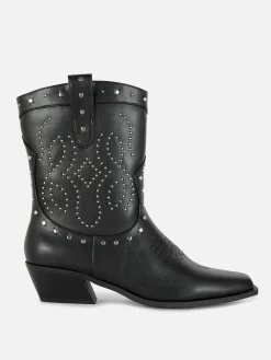 Sale Cowboy-Stiefeletten Mit Nieten Damen Stiefel