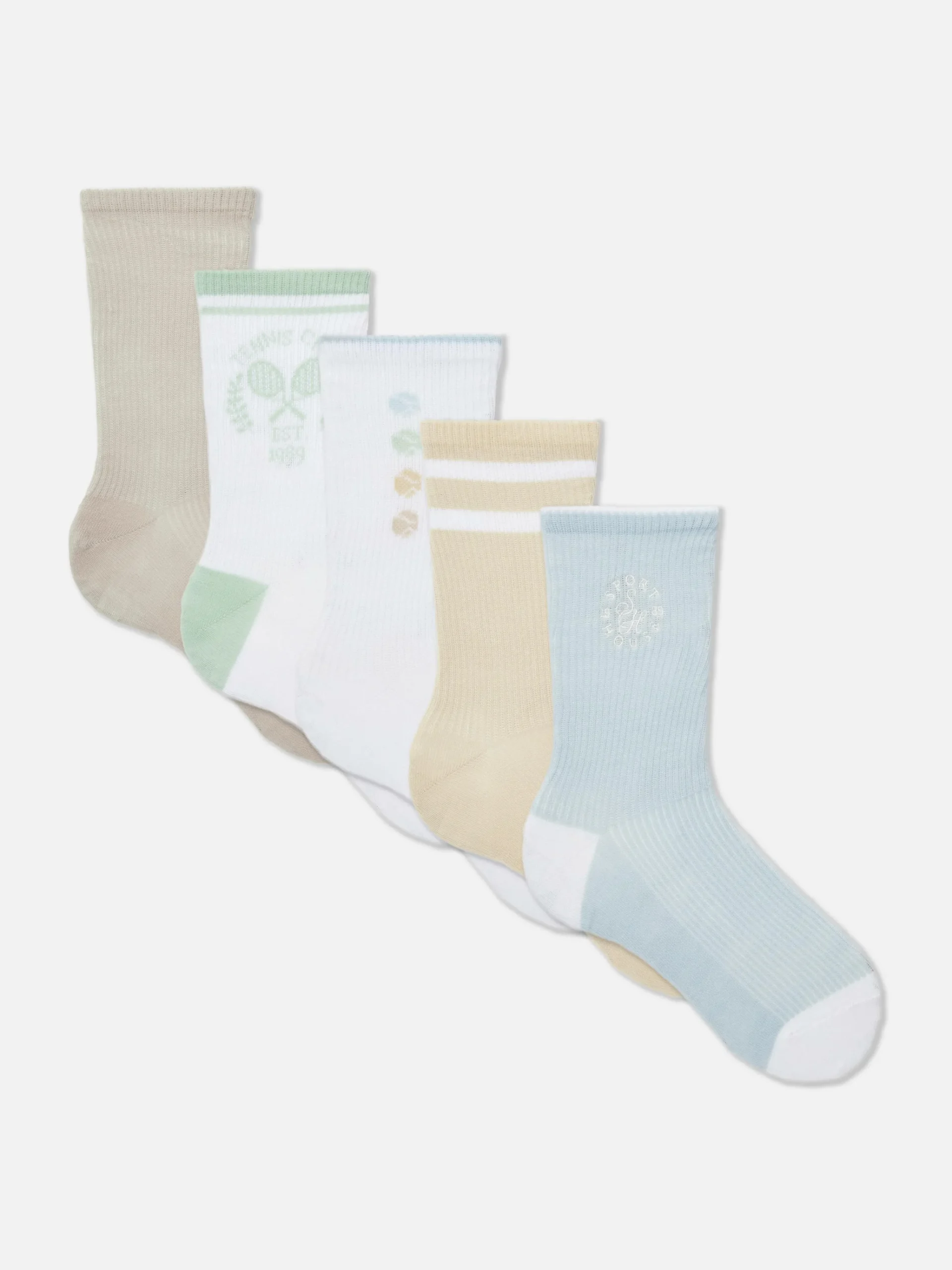 Crew-Socken Mit Grafik, 5er-Pack Damen Socken