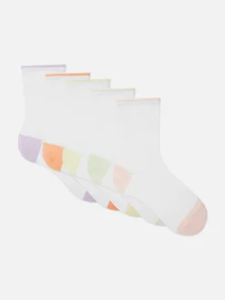 Clearance Crew-Socken Mit Kontrastsaum, 5er-Pack Damen Socken