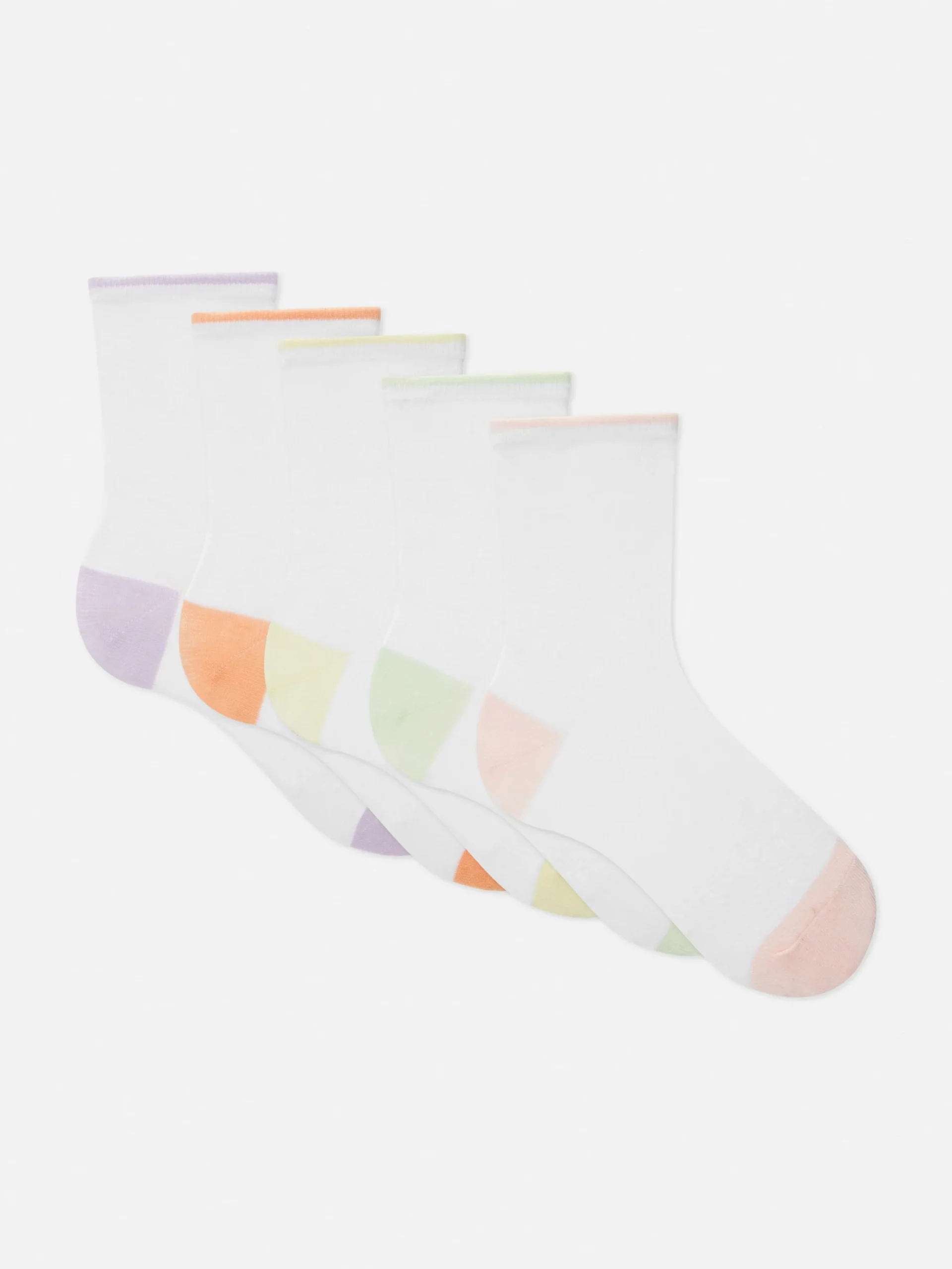 Clearance Crew-Socken Mit Kontrastsaum, 5er-Pack Damen Socken