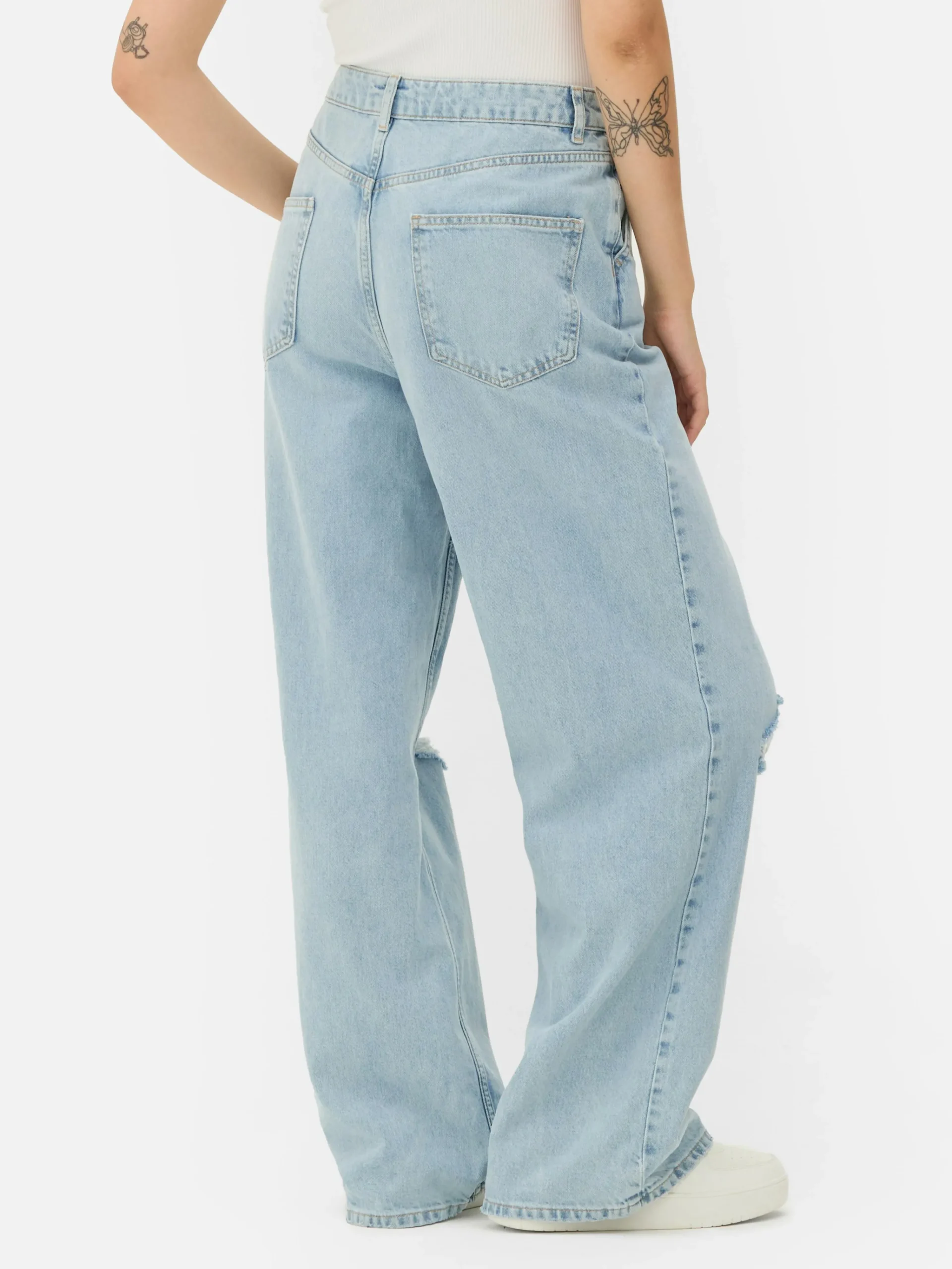 Denim-Jeans Im Used-Look Mit Weitem Bein Damen Denim|Jeans