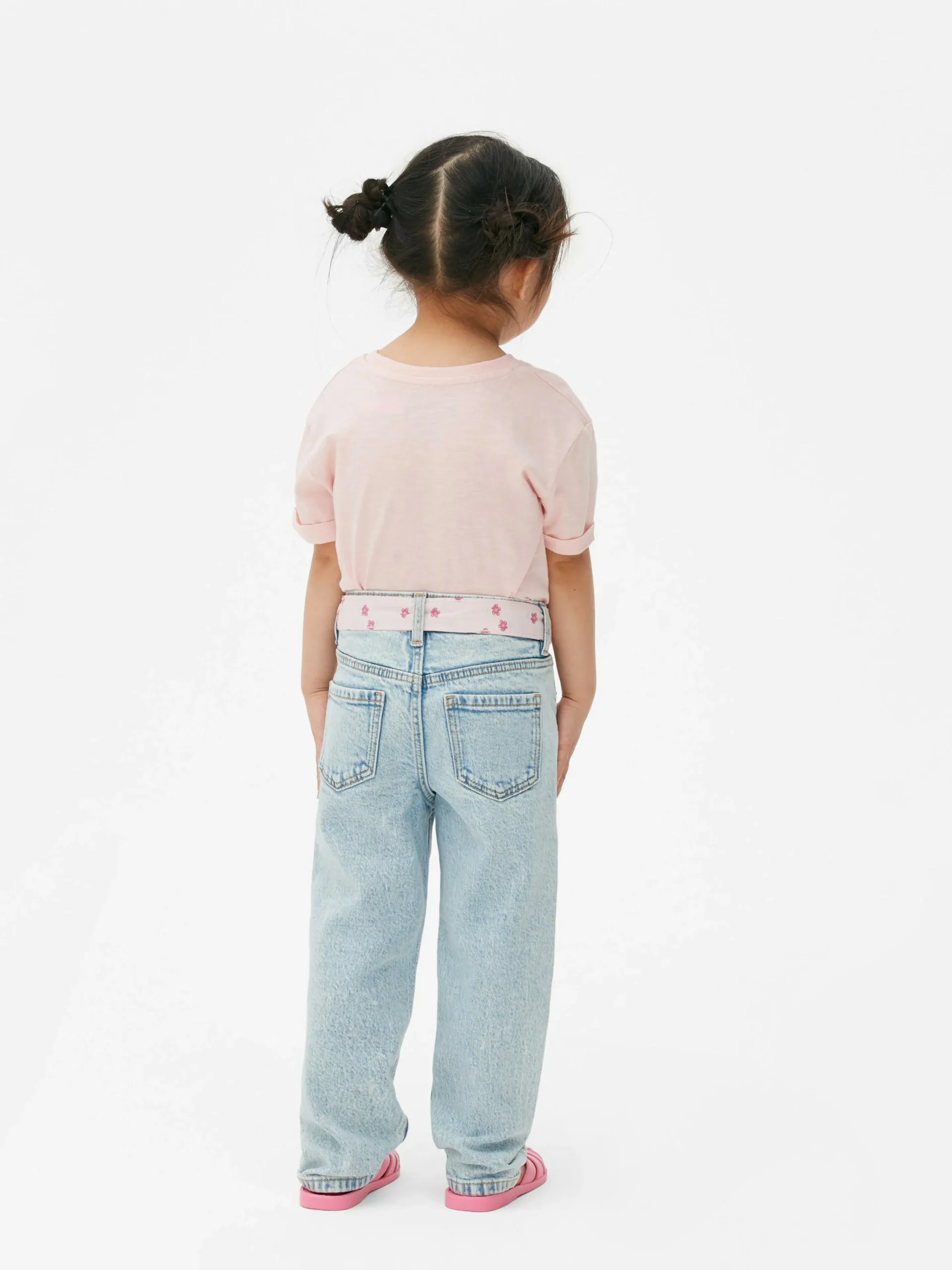 Denim-Jeans Mit Gürtel Und Blumenmuster Kinder Jeans