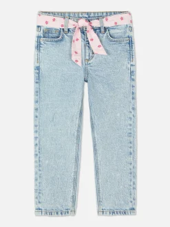 Denim-Jeans Mit Gürtel Und Blumenmuster Kinder Jeans