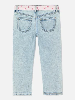 Denim-Jeans Mit Gürtel Und Blumenmuster Kinder Jeans
