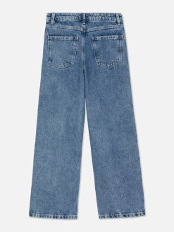 Hot Denim-Jeans Mit Weitem Bein Und Strasssteinen In Sternform Kinder Jeans