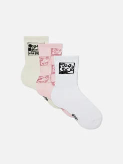 Sale „Disney Micky Maus X Keith Haring“ Crew-Socken, 3er-Pack Damen Socken