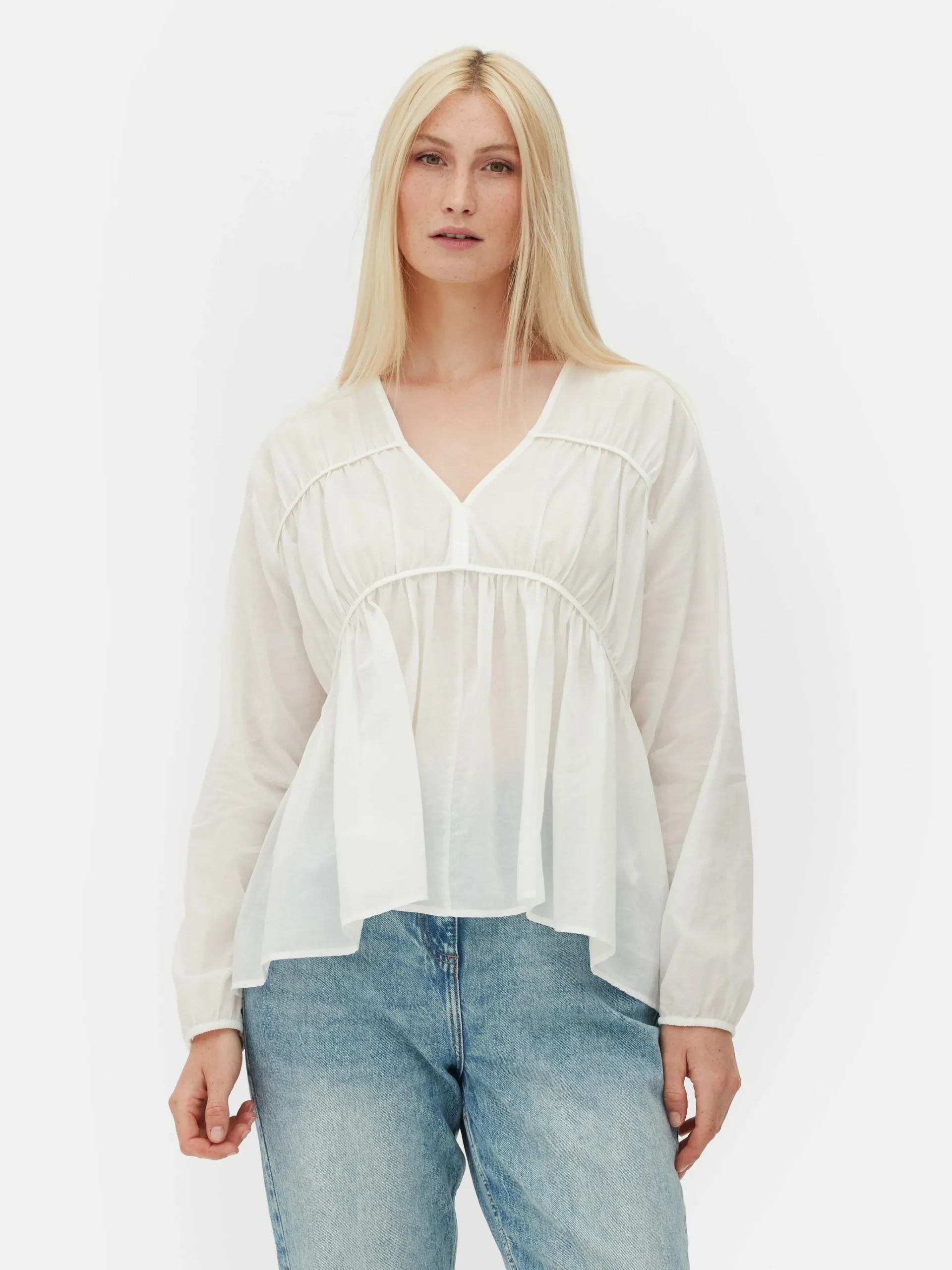 Outlet Drapierte, Gesmokte Bluse Aus Voile Damen Blusen