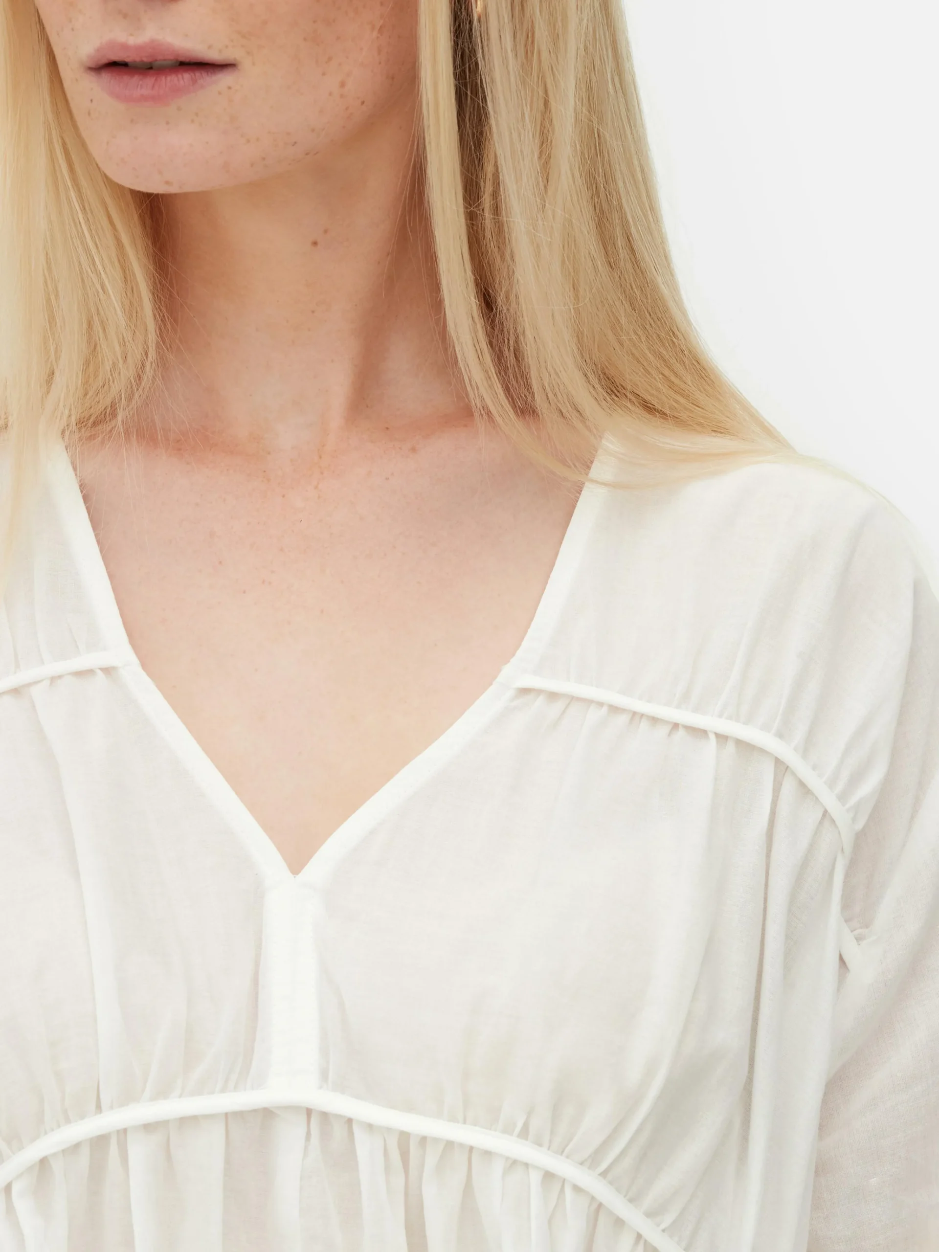 Outlet Drapierte, Gesmokte Bluse Aus Voile Damen Blusen