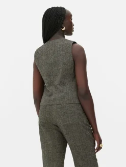 Online Einreihige „Rita Ora“ Weste Mit Fischgrätmuster Damen Blazer