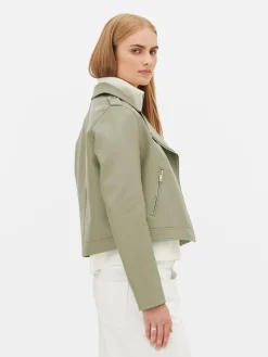 Sale Essential Bikerjacke Aus Kunstleder Damen Jacken Und Mäntel