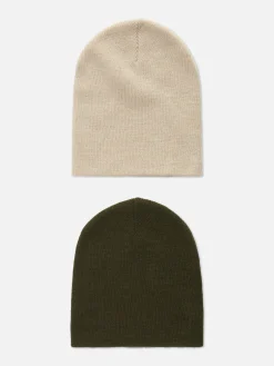 Clearance Feinstrick-Beanies, 2er-Pack Herren Mützen, Handschuhe Und Schals