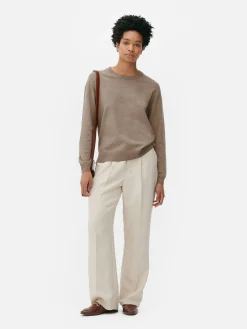 Feinstrick-Rundhalspullover Damen Pullover Und Cardigans