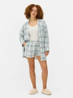 Outlet Flanell-Schlafanzugshorts Mit Karomuster Damen Schlafanzughosen
