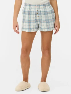 Outlet Flanell-Schlafanzugshorts Mit Karomuster Damen Schlafanzughosen