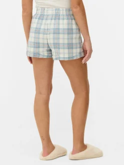 Outlet Flanell-Schlafanzugshorts Mit Karomuster Damen Schlafanzughosen