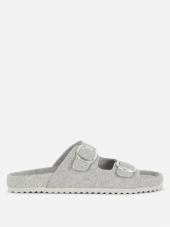 Fußbett-Hausschuhe Aus Filz Mit Zwei Riemen Damen Hausschuhe|Hausschuhe