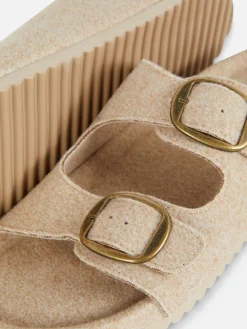 Hot Fußbett-Hausschuhe Aus Filz Mit Zwei Riemen Damen Hausschuhe|Hausschuhe