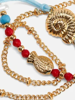 New Fußkettchen Mit Muschelanhänger, 3er-Pack Damen Schmuck