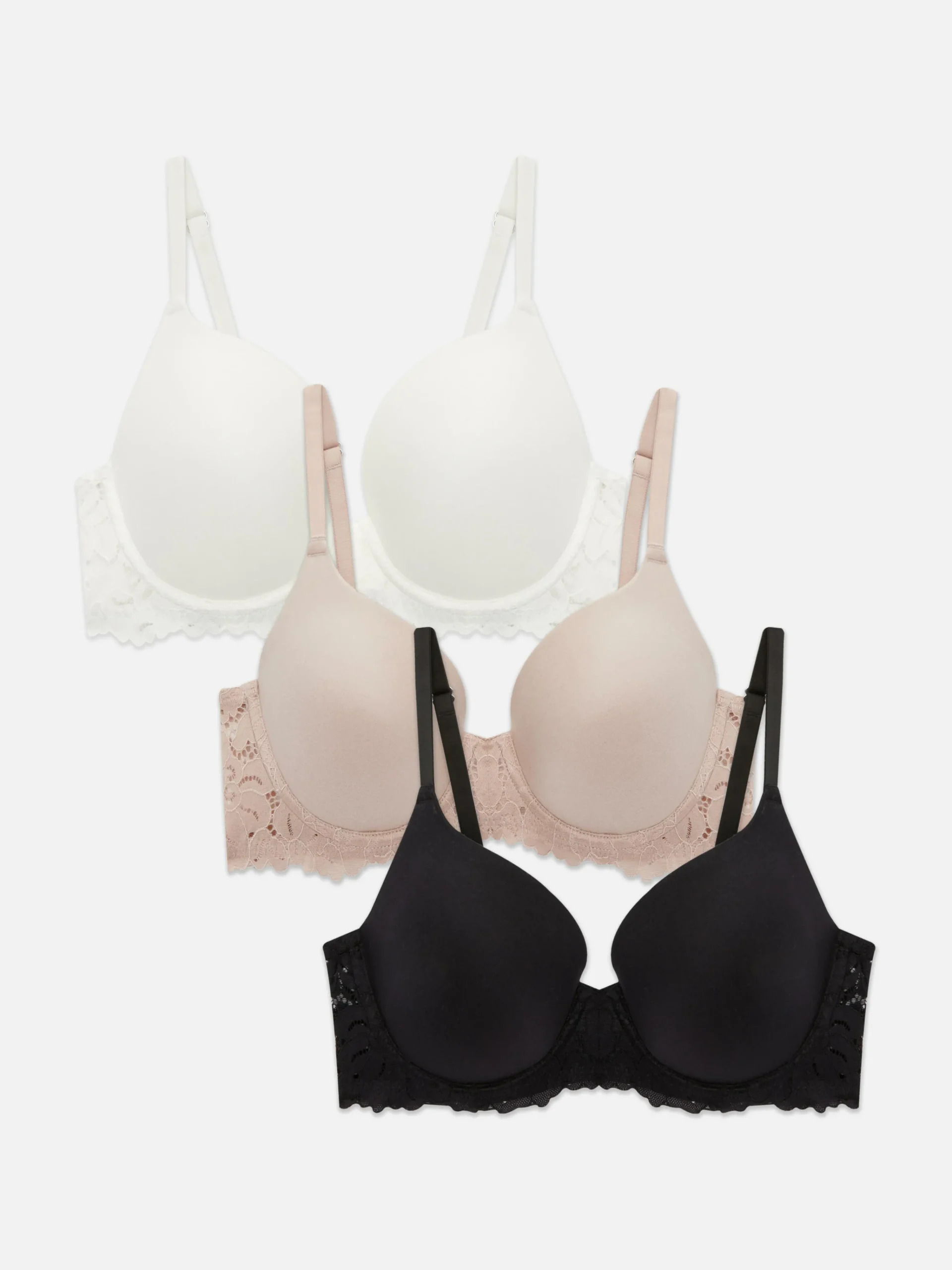 Sale Gebürstete T-Shirt-BHs, 3er-Pack Damen Bhs