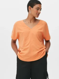 Best Gerade Geschnittene Tunika Mit V-Ausschnitt Damen Blusen