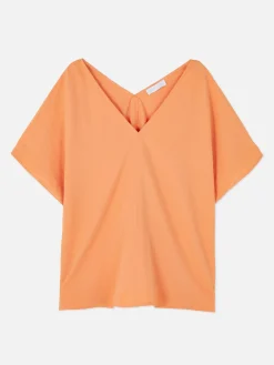 Best Gerade Geschnittene Tunika Mit V-Ausschnitt Damen Blusen