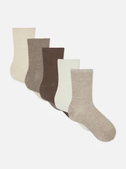 Clearance Gerippte Crew-Socken, 5er-Pack Damen Socken