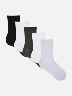 Outlet Gerippte Crew-Socken, 5er-Pack Damen Socken